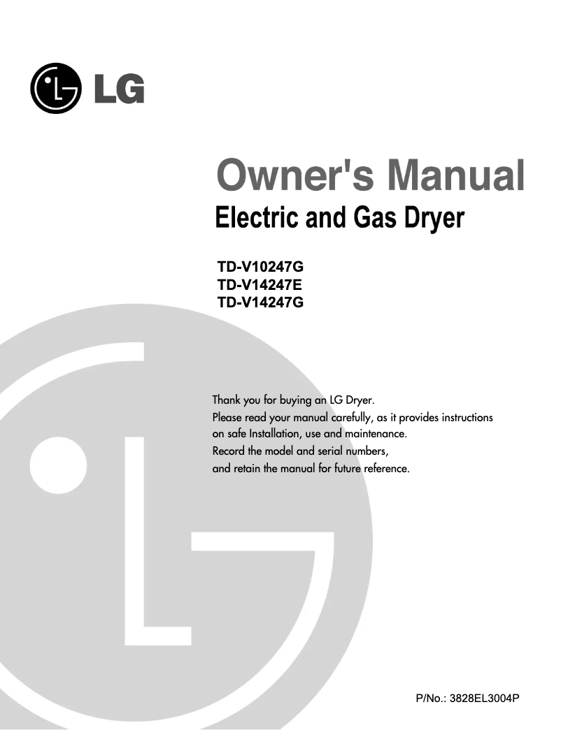 Page n°1 - Manuel utilisateur LG TD-V14247E