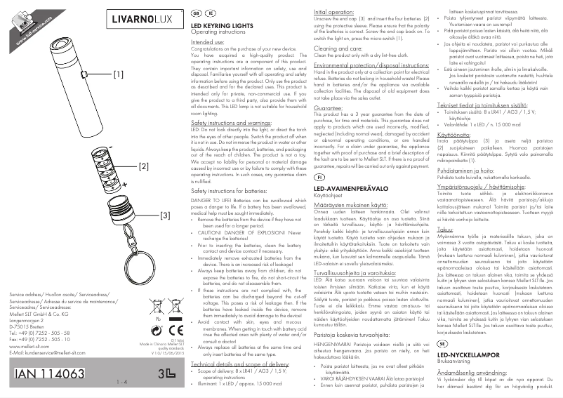 Page n°1 - Manuel utilisateur Livarno Lux IAN 114063