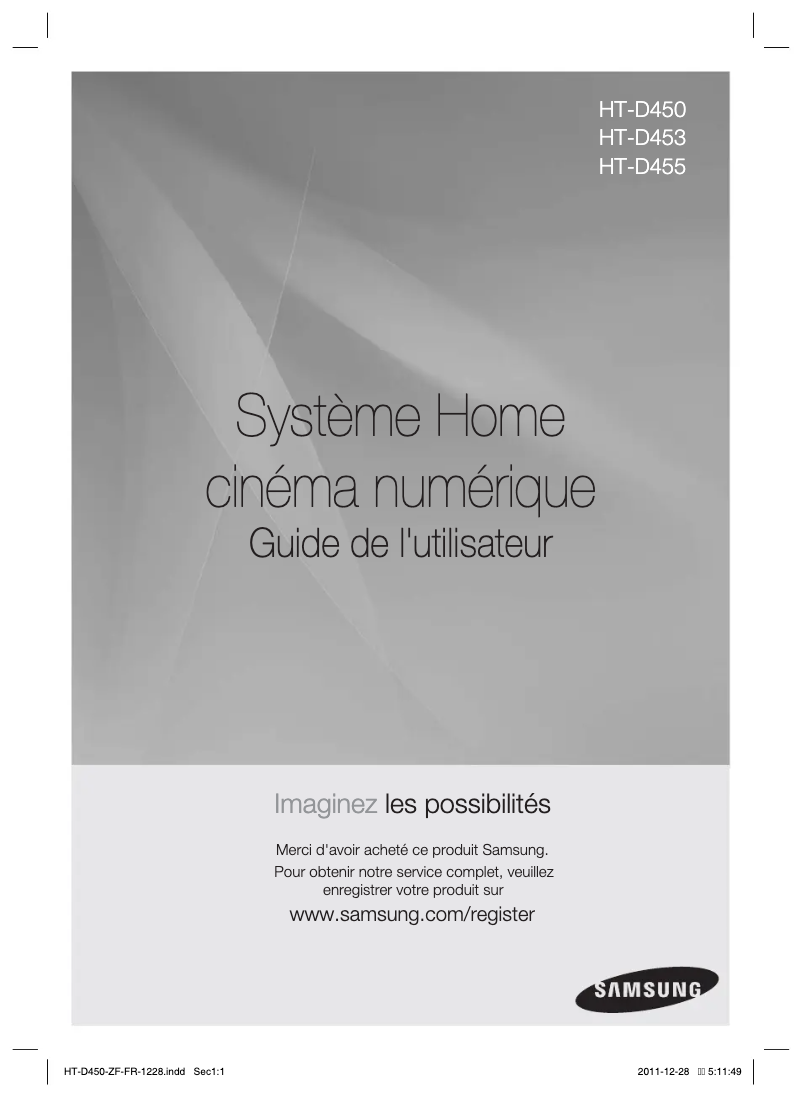 Page 1 de la notice Manuel utilisateur Samsung HT-D453HK