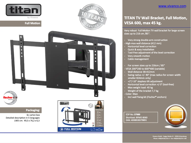 Page 1 de la notice Fiche technique Titan BFMO 8060