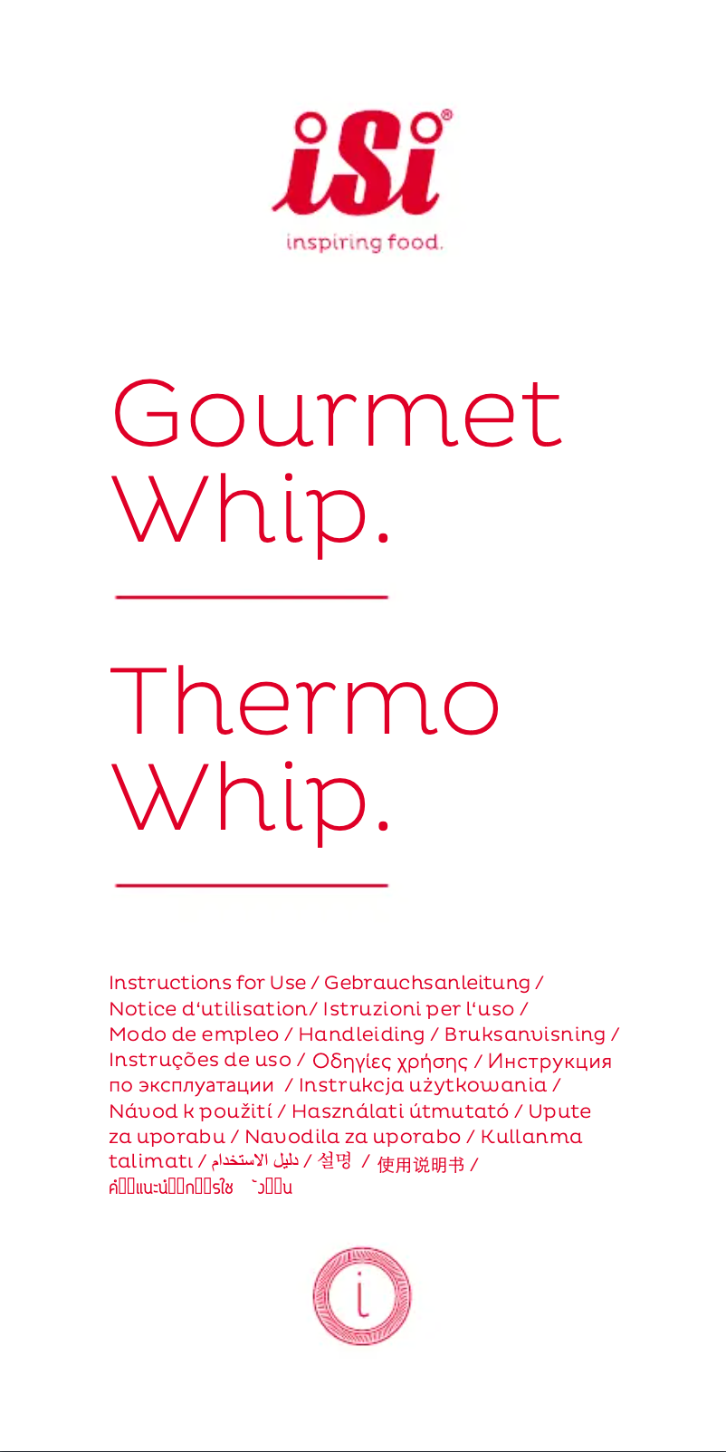 Page 1 de la notice Manuel utilisateur iSi Gourmet Whip Plus