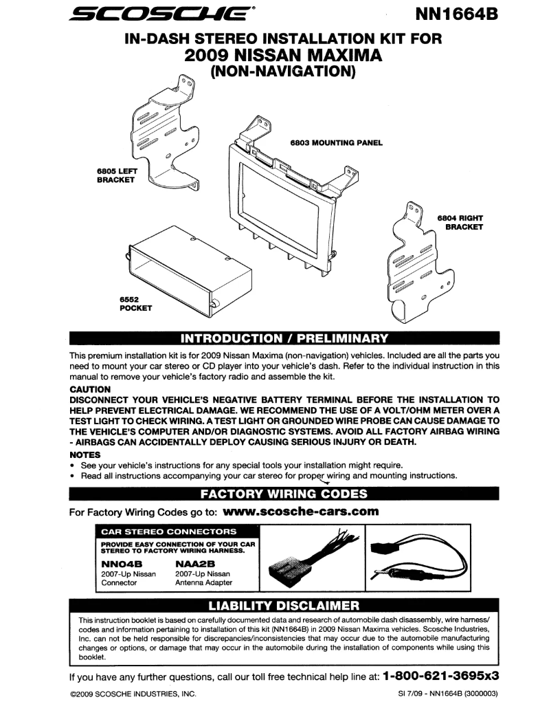 Page 1 de la notice Manuel utilisateur Scosche NN1664B