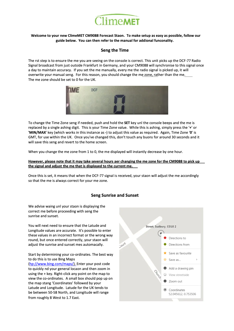 Page 1 de la notice Guide de démarrage rapide ClimeMET CM9088