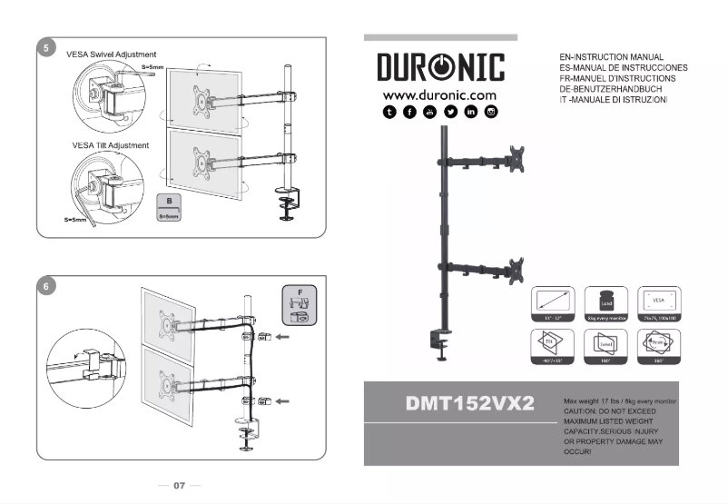 Page n°1 - Manuel utilisateur Duronic DMT152VX2