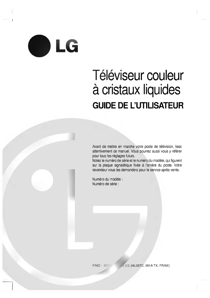 Page 1 de la notice Manuel utilisateur LG RZ-17LZ20