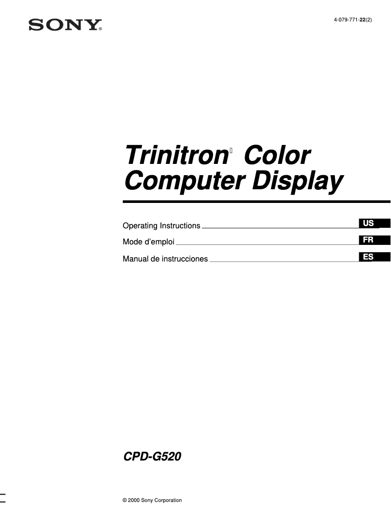Page 1 de la notice Manuel utilisateur Sony CPD-G520