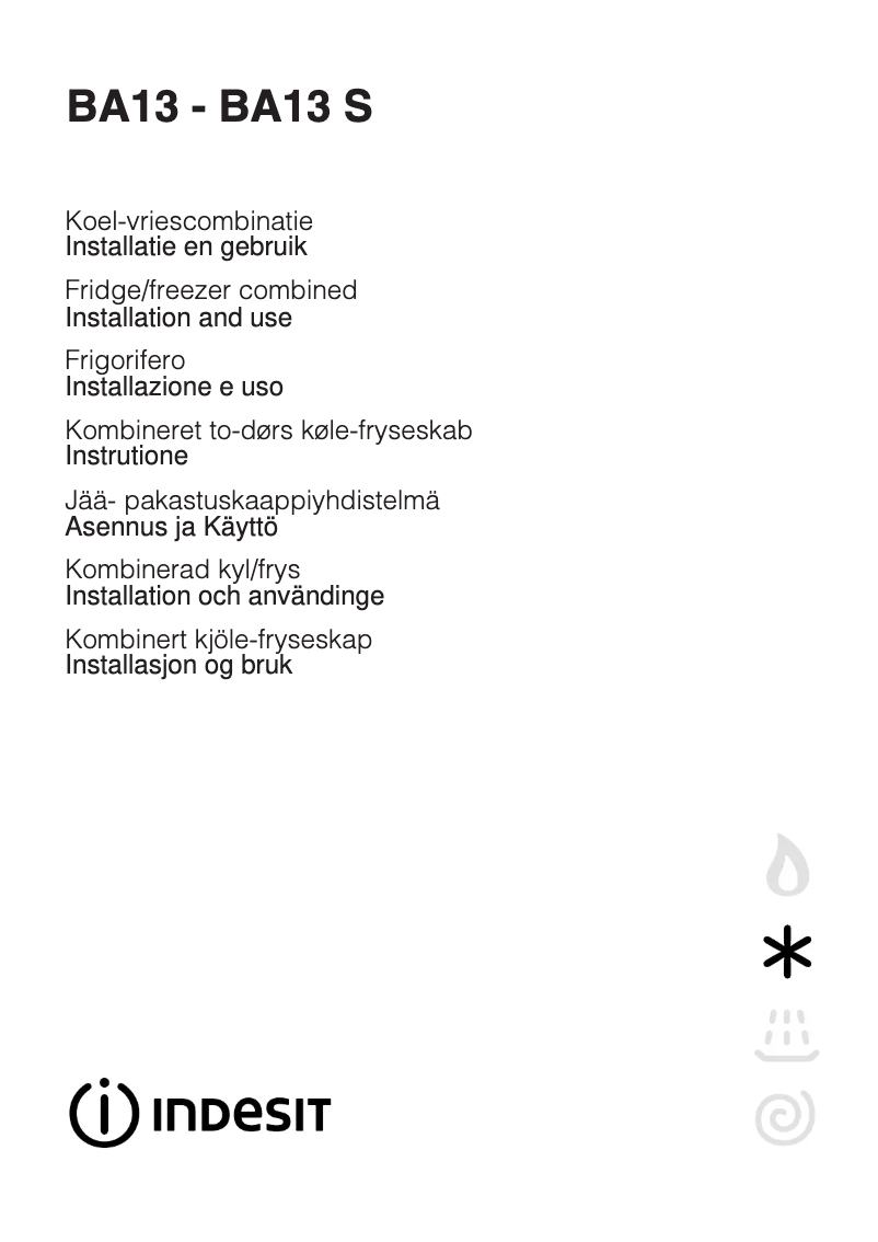 Page n°1 - Manuel utilisateur Indesit BA13