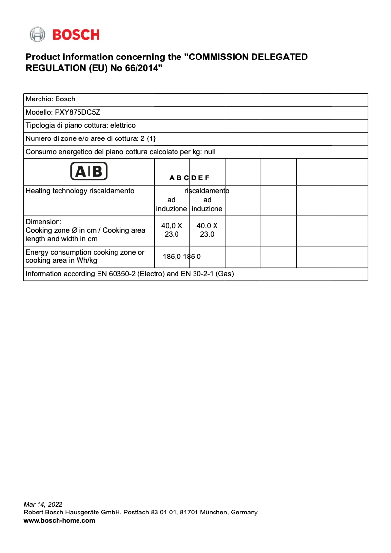 Página 1 del manual Ficha técnica Bosch PXY875DC5Z