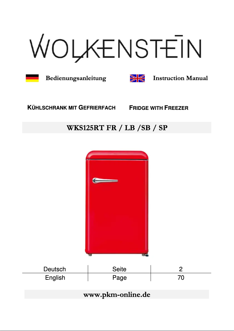 Page 1 de la notice Manuel utilisateur Wolkenstein WKS125RT FR