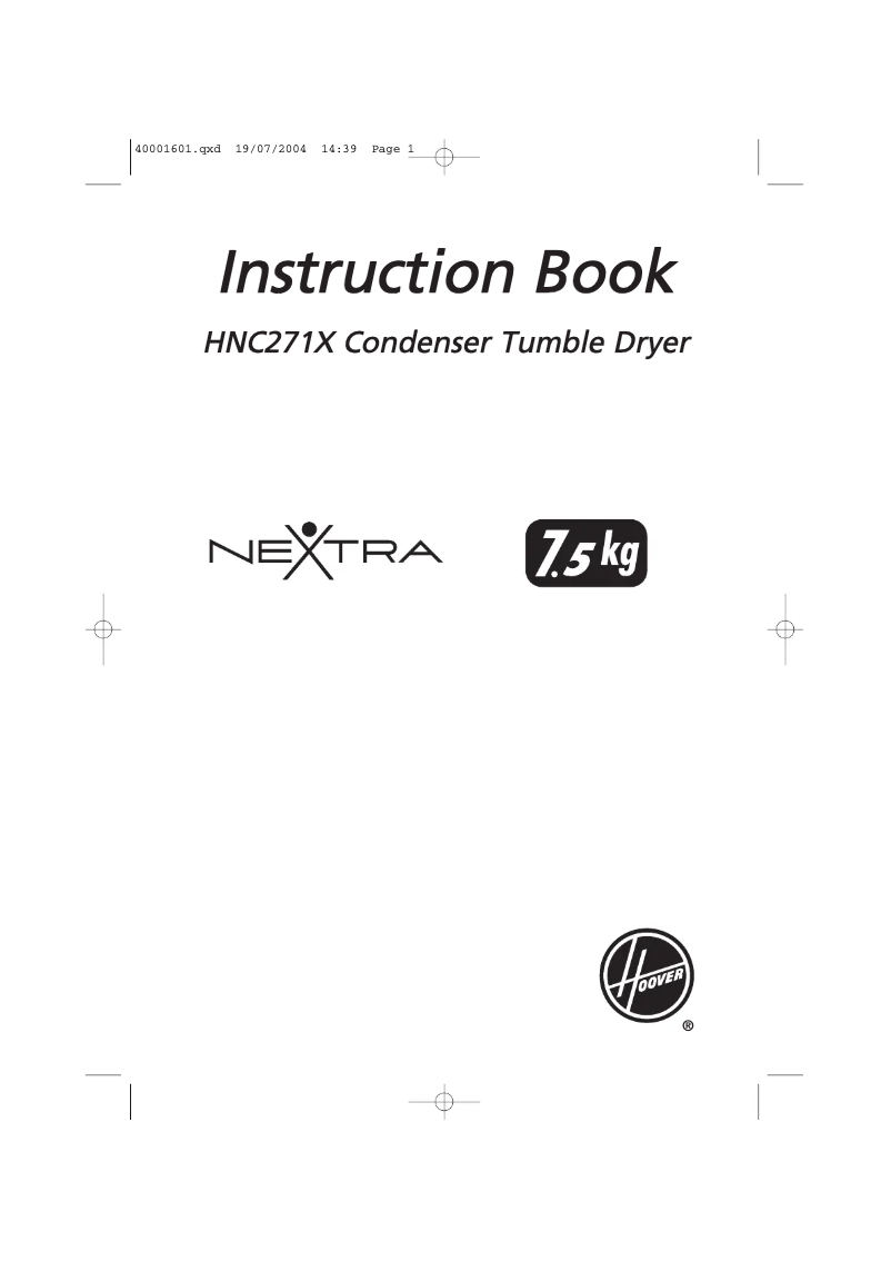 Page n°1 - Manuel utilisateur Hoover HNC 271X
