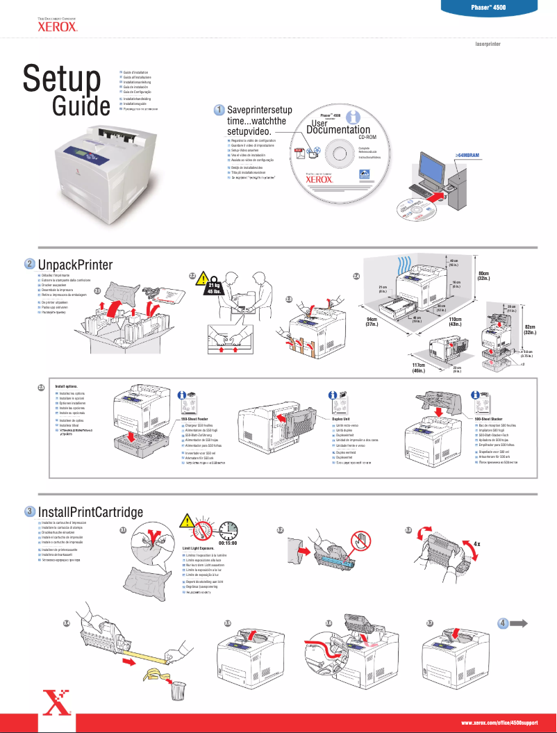 Page 1 de la notice Guide d'installation Xerox Phaser 4500
