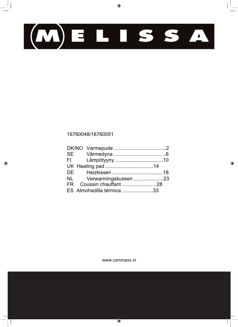 Page 1 de la notice Manuel utilisateur Melissa 16760051