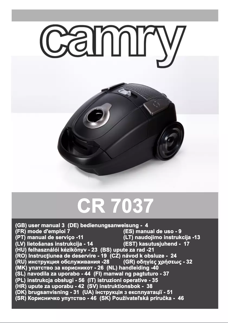 Page 1 de la notice Manuel utilisateur Camry CR 7037