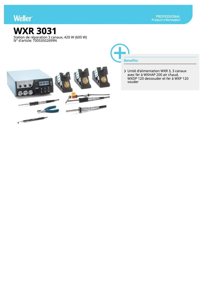 Page n°1 - Fiche technique Weller WXR 3031