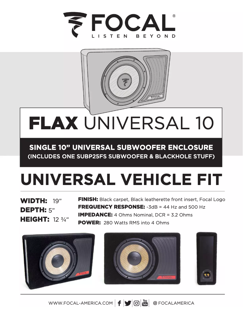 Page 1 de la notice Manuel utilisateur Focal FLAX Universal 10