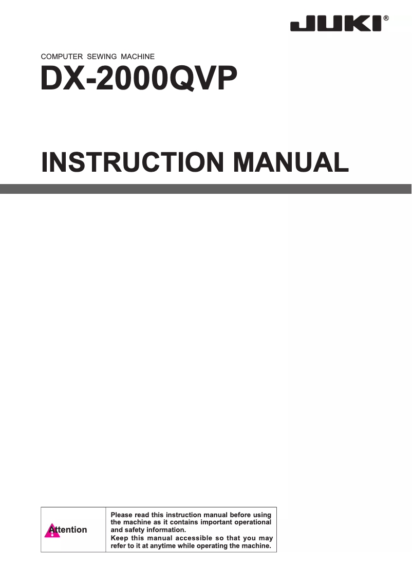 Page 1 de la notice Manuel utilisateur Juki DX-2000QVP