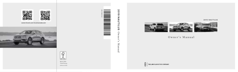 Page n°1 - Manuel utilisateur Lincoln Nautilus (2019)