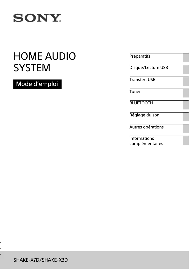 Page n°1 - Manuel utilisateur Sony SHAKE-X3D