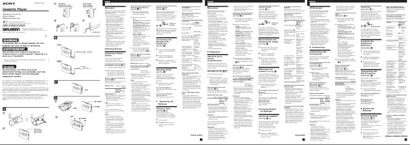 Page 1 de la notice Manuel utilisateur Sony Walkman WM-EX662