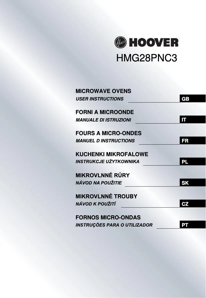 Page n°1 - Manuel utilisateur Hoover H-MICROWAVE 300 HMG28PNC3