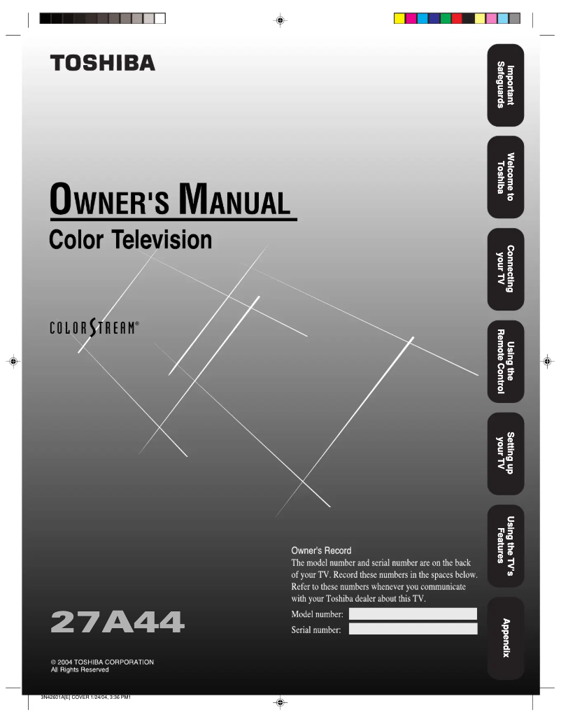 Page n°1 - Manuel utilisateur Toshiba 27A44