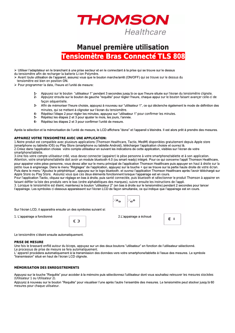 Image de la première page du manuel de l'appareil TLS-808