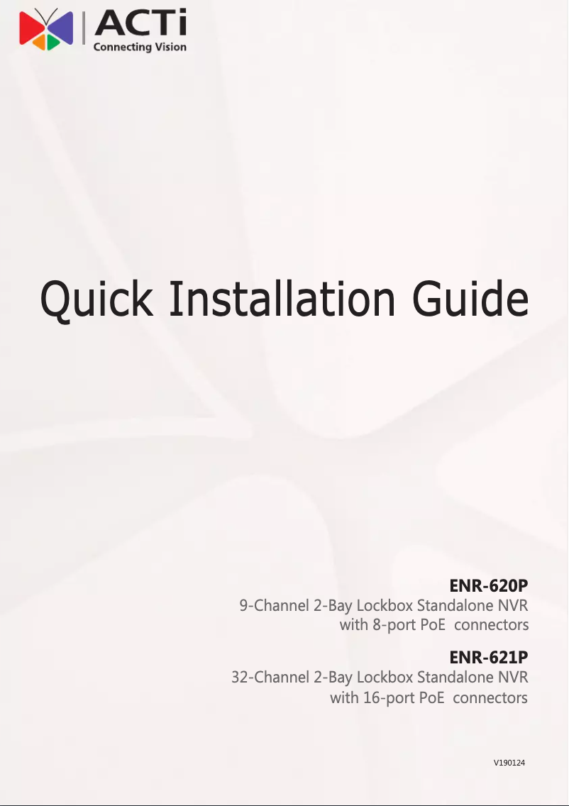 Page n°1 - Manuel utilisateur ACTi ENR-620P