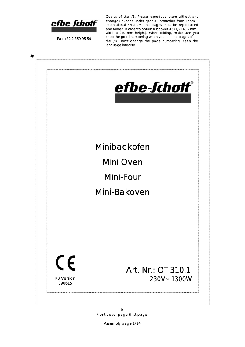 Page n°1 - Manuel utilisateur Team OT 310.1