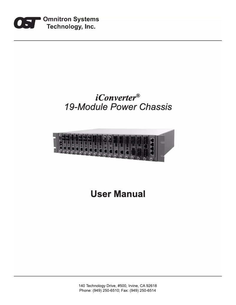 Page n°1 - Manuel utilisateur Omnitron iConverter 19-Module Chassis