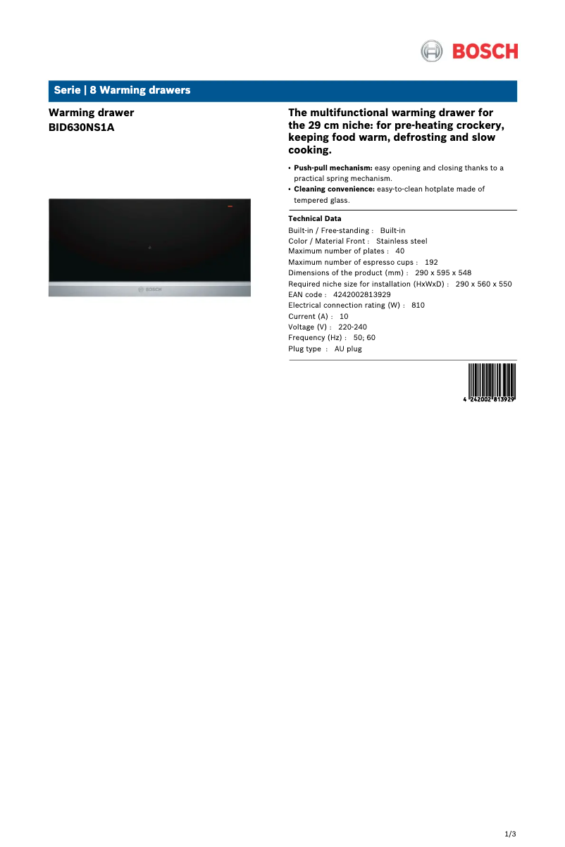 Imagen de la primera página del manual del dispositivo BID630NS1A