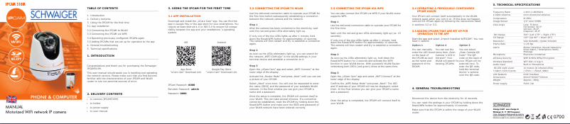 Image de la première page du manuel de l'appareil IPCAM310M012