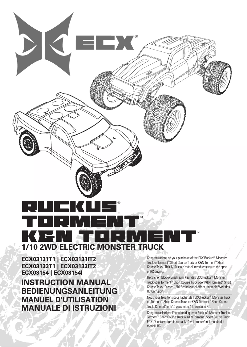Page 1 de la notice Manuel utilisateur ECX 1/10 2WD Torment ECX03133T2