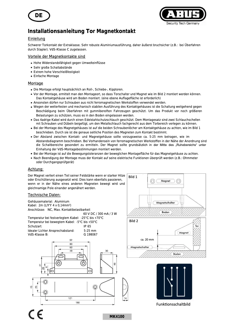 Page 1 de la notice Manuel utilisateur Abus MK4100