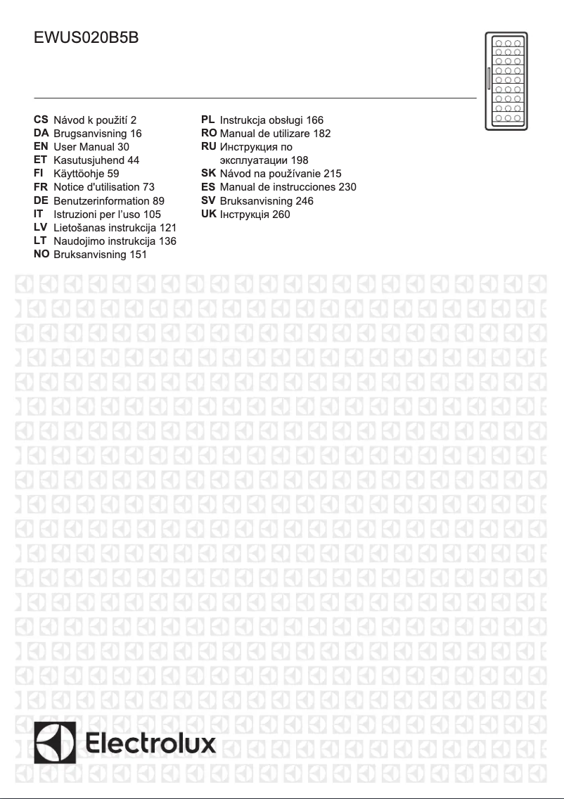 Page 1 de la notice Manuel utilisateur Electrolux EWUS020B5B