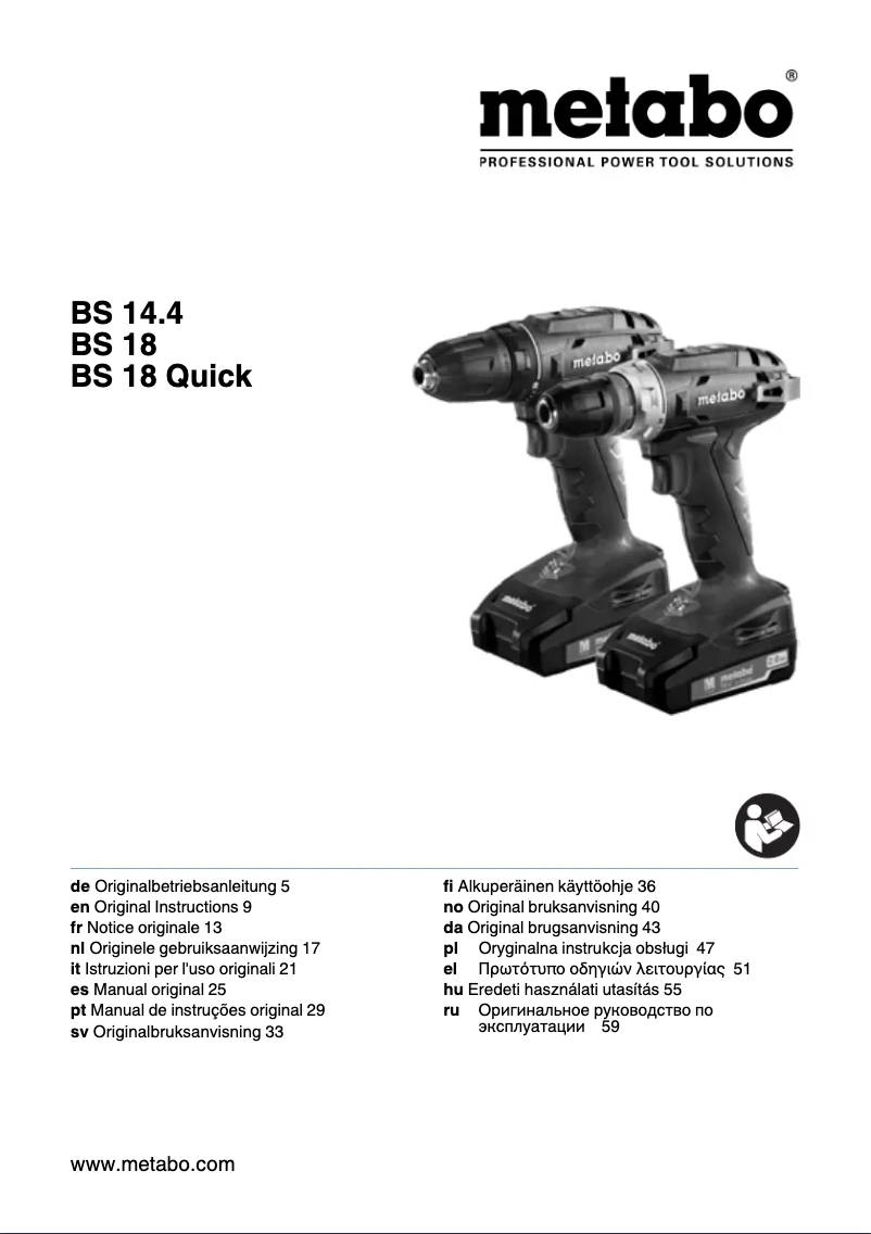 Page n°1 - Manuel utilisateur Metabo BS 18 Quick Mobile