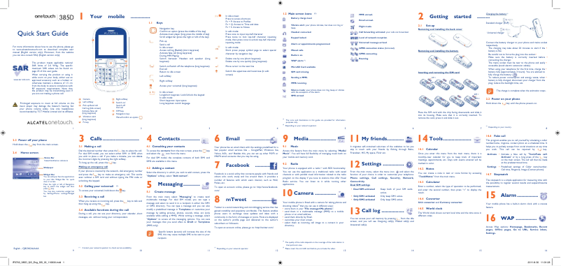 Image de la première page du manuel de l'appareil One Touch 385