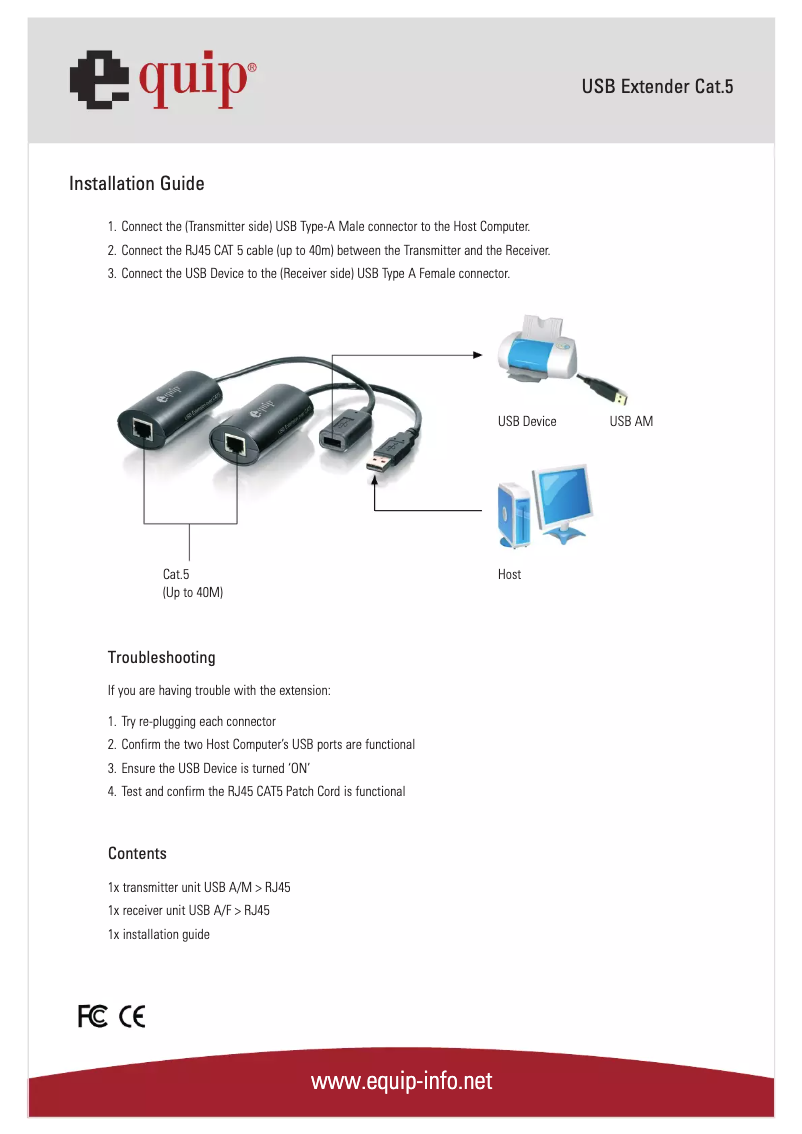 Image de la première page du manuel de l'appareil USB 1.1 Extender 40m, Cat.5e