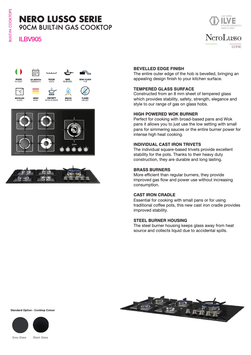 Page 1 de la notice Fiche technique Ilve ILBV905