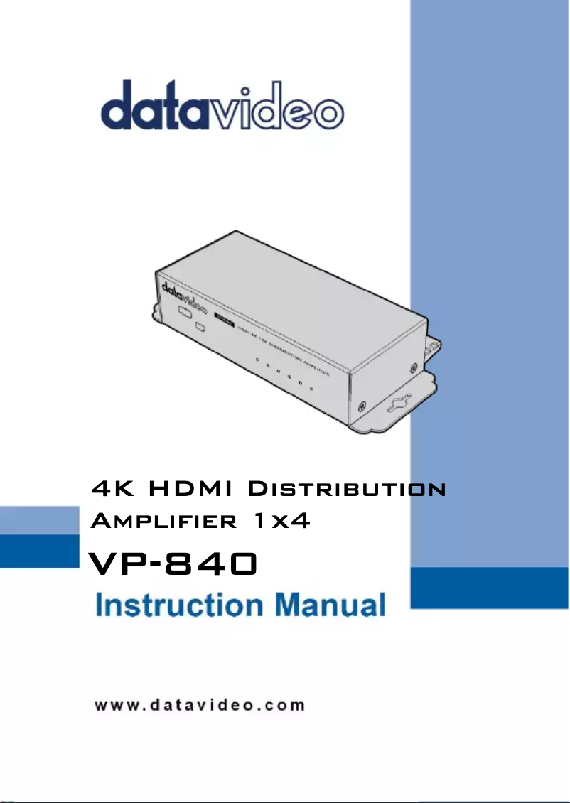Page 1 of the manual User Manual DataVideo VP-840