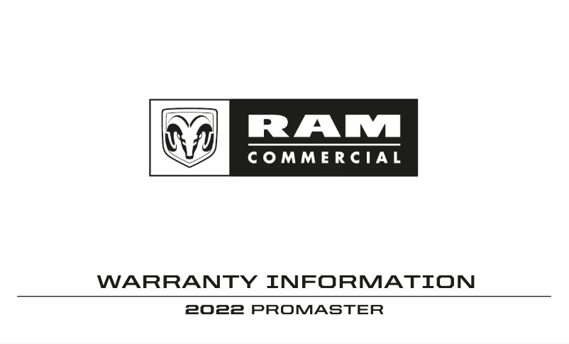 Page 1 de la notice Informations de garantie RAM ProMaster (2022)