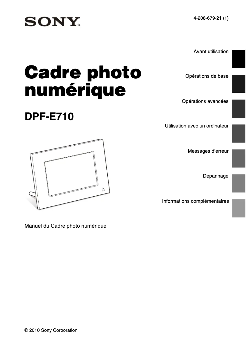 Image de la première page du manuel de l'appareil DPF-E710