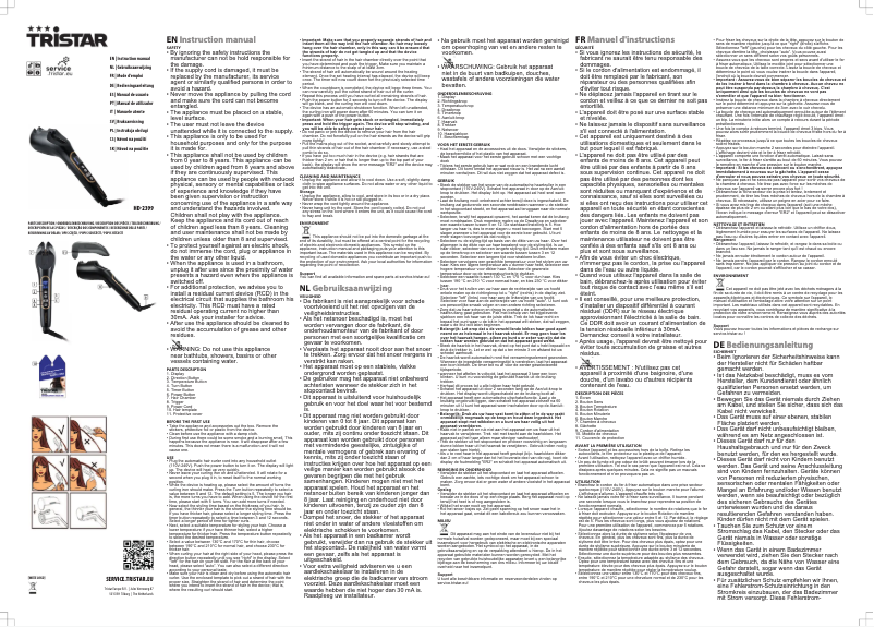 Page n°1 - Manuel utilisateur TriStar HD-2399