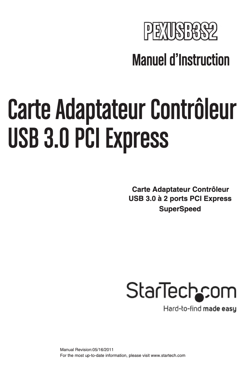 Image de la première page du manuel de l'appareil PEXUSB3S2