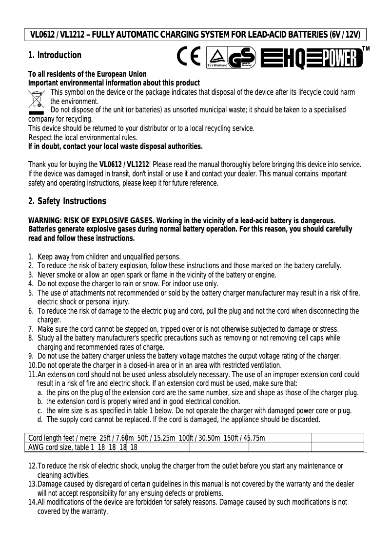 Page n°1 - Manuel utilisateur Velleman VL0612