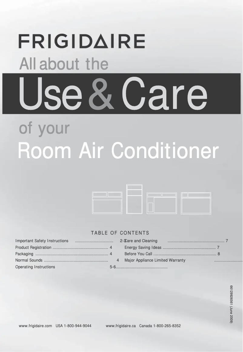 Page 1 de la notice Manuel utilisateur Frigidaire FFRA121ZAE