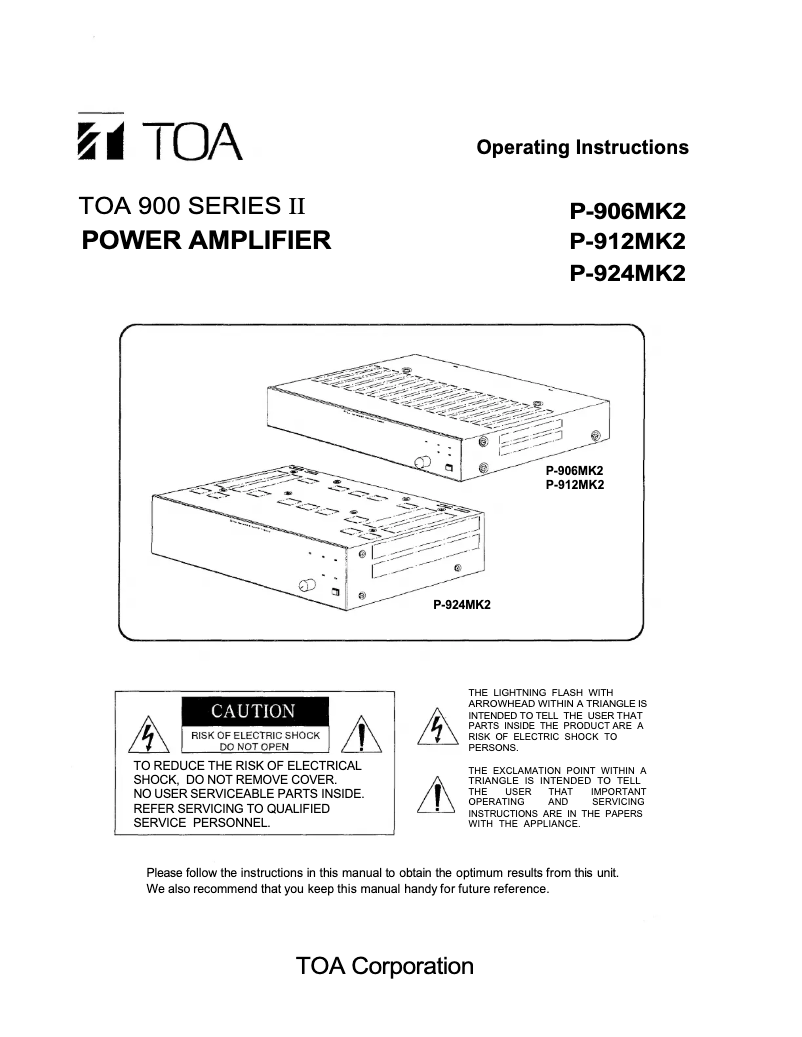 Página 1 del manual Manual de usuario TOA P-924MK2