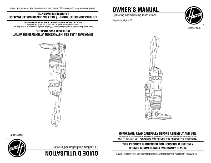 Page n°1 - Manuel utilisateur Hoover Air Pro