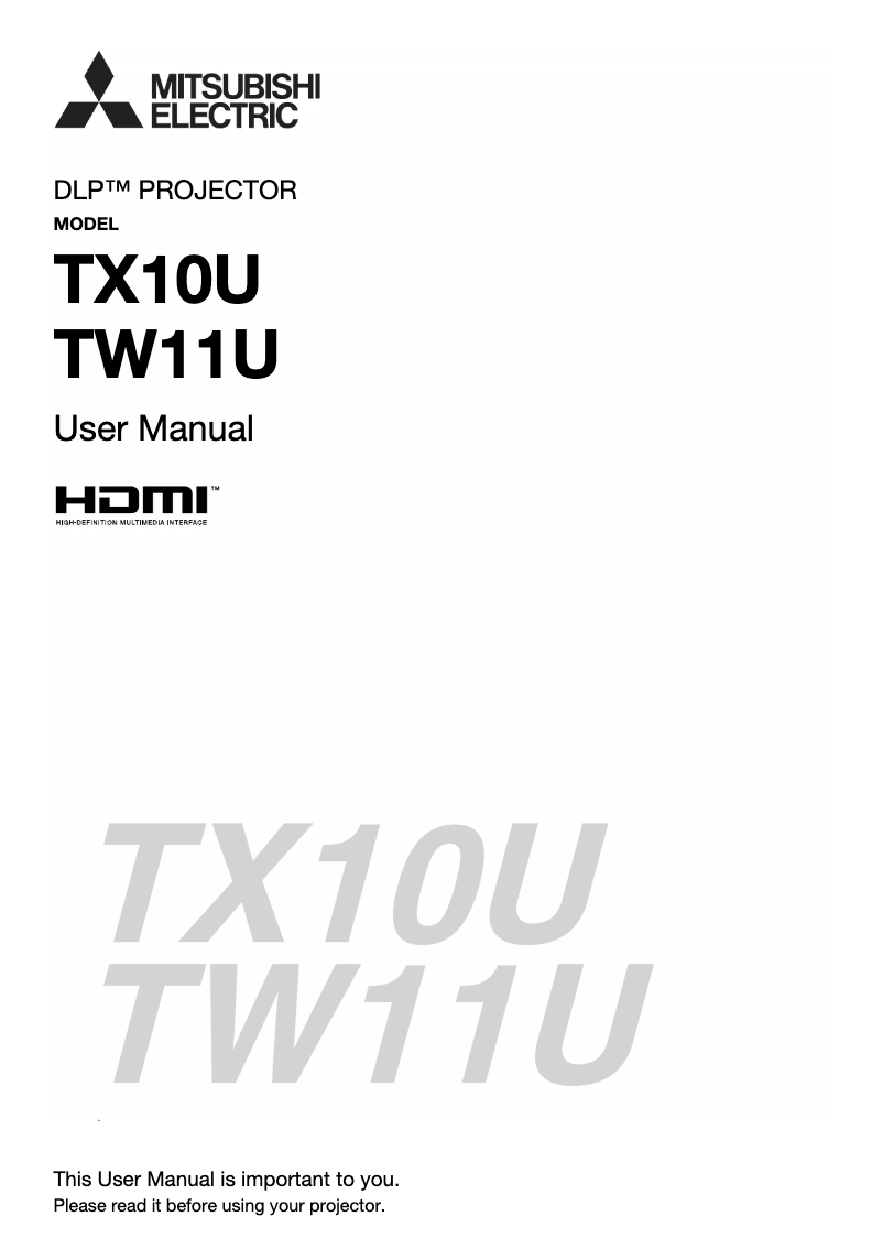 Page 1 de la notice Manuel utilisateur Mitsubishi TX10U