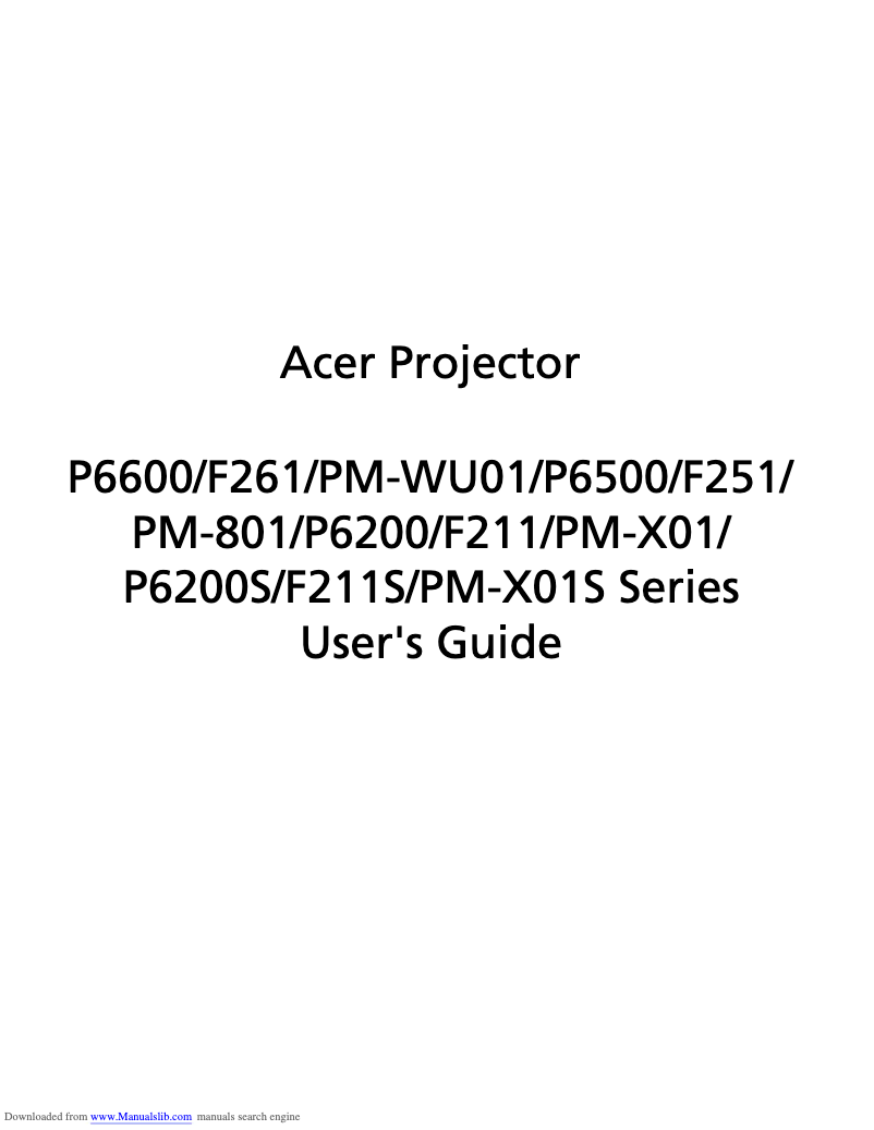 Página 1 del manual Manual de usuario Acer Large Venue P6500