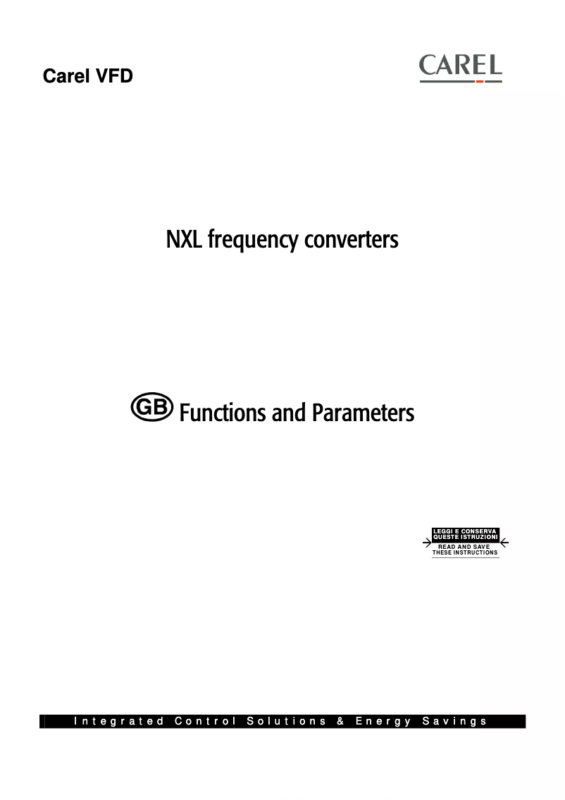 Page n°1 - Manuel utilisateur Carel Inverter NXL